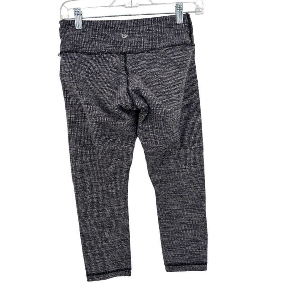 Lululemon Wunder Under Crop II Diamond Jacquard Space Dye Black Slate White Sz 4 - Picture 2 of 7